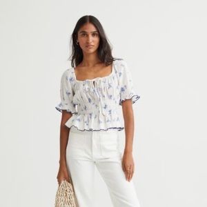 Puff-sleeved Peplum Blouse Top H&M